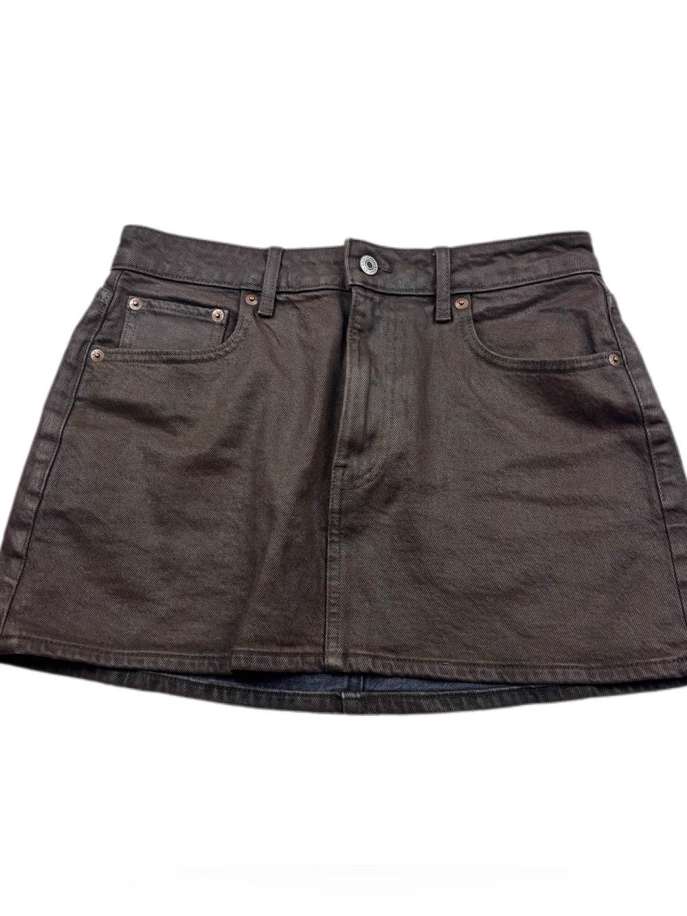 Abercrombie & Fitch Mid Rise Curve Love Brown Denim Skirt Size 26